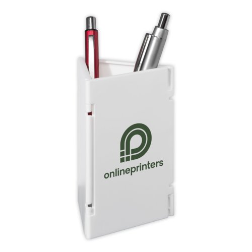 Porte-stylo pliable blanc en plastique.