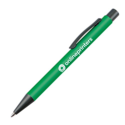 Stylo  bille vert en plastique avec clip.