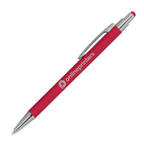 Stylo  bille rouge en mtal avec fonction tactile et clip.