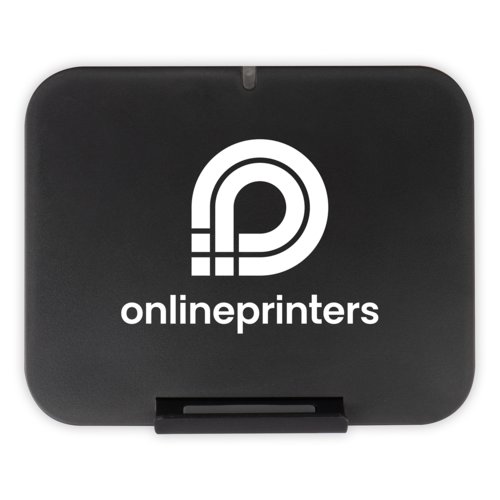 Chargeur  induction noir avec coins arrondis.