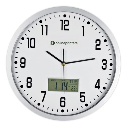 Horloge murale analogique avec affichage numrique.