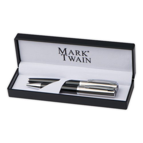 Ensemble d'criture noir avec stylo  bille et stylo plume.