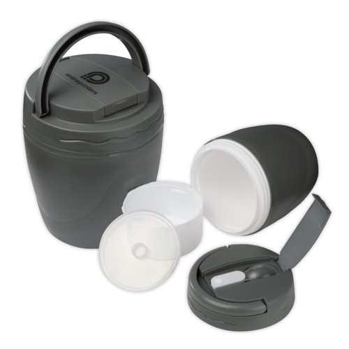 Bote  repas grise en plastique avec poigne et compartiments.
