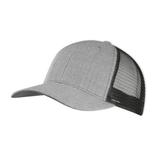 Casquette de baseball noire avec empicement en maille et fermeture rglable.