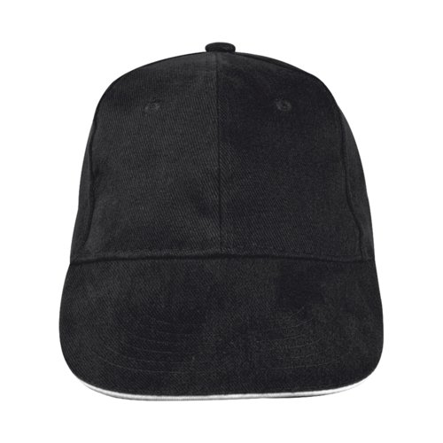 Casquette de baseball noire en tissu  six panneaux.