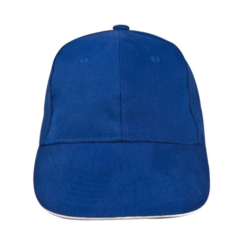 Casquette de baseball bleue  6 panneaux en coton avec sangle rglable.