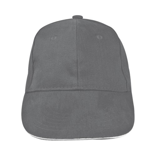 Casquette de baseball grise en tissu  six panneaux.