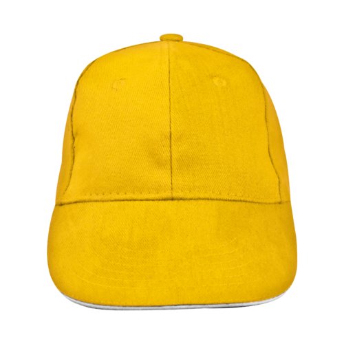 Casquette de baseball jaune en tissu  six panneaux.