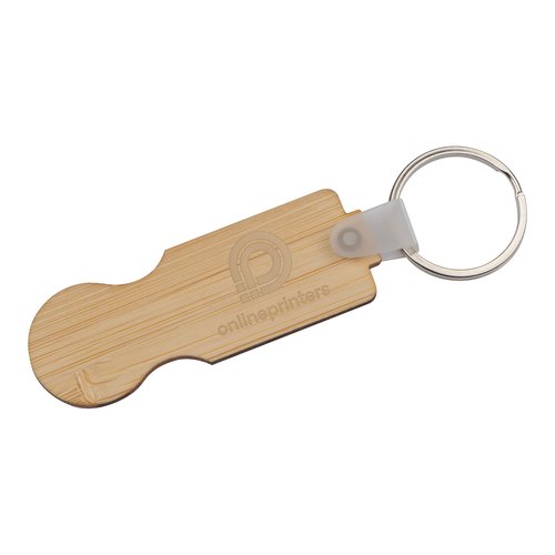 Porte-cls en bois avec jeton de caddie et anneau en mtal.