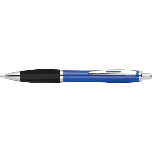 Stylo  bille bleu en ABS avec clip et bouton poussoir.