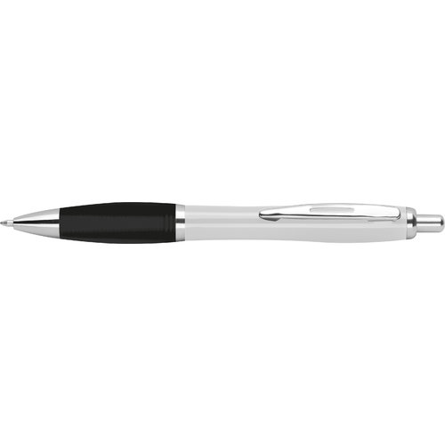 Stylo  bille blanc en ABS avec clip et bouton-poussoir.