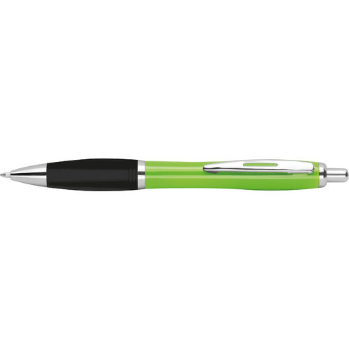 Stylo  bille en ABS vert pomme avec clip et bouton poussoir.