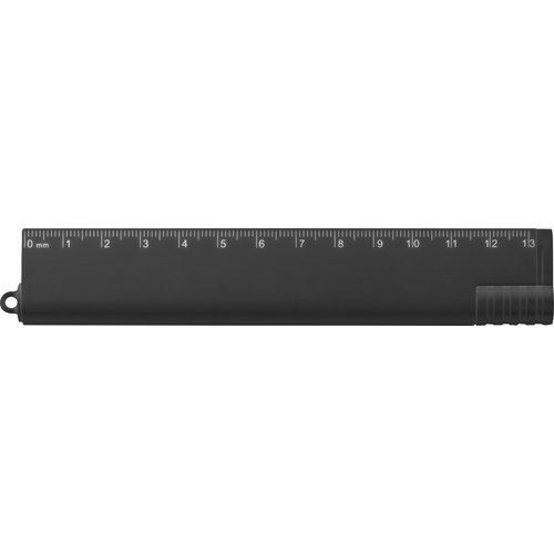 Rgle en plastique noire avec fonctions de mesure multifonctionnelles.
