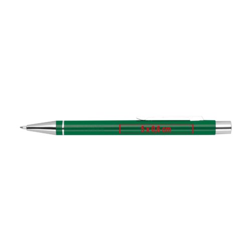 Stylo gel vert avec clip et mcanisme  poussoir.