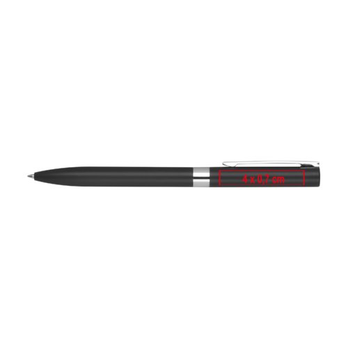 Stylo gel noir avec capuchon et lments mtalliques.