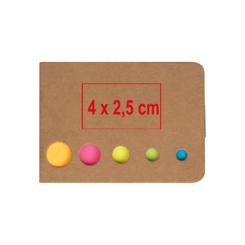 Bloc de notes adhsives en papier avec marqueurs ronds de diffrentes couleurs.
