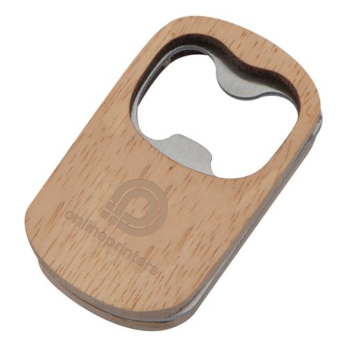 Ouvre-bouteille en bois avec insert en mtal.