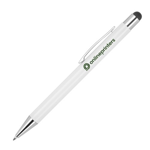 Stylo  bille en mtal noir avec clip et fonction stylet tactile.