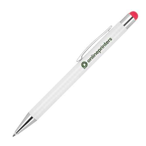 Stylo  bille rouge en mtal avec fonction stylet et clip.