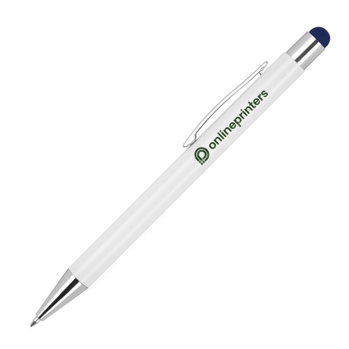 Stylo  bille bleu fonc avec stylet tactile et clip.