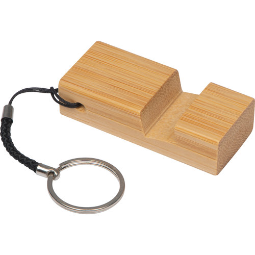 Porte-cls beige en bois avec anneau en mtal.