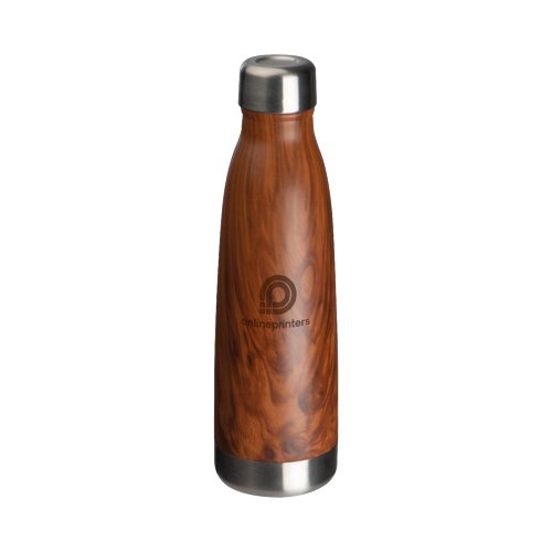 Bouteille isotherme en acier inoxydable couleur bois avec bouchon  vis.