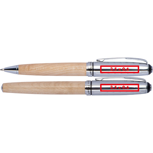 Set d'criture couleur bois avec stylo  bille et stylo plume.