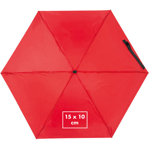 Mini-parapluie rouge avec mcanisme d'ouverture manuel.