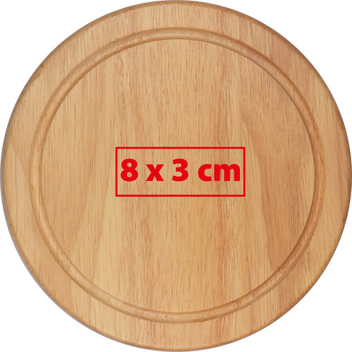 Planche  fromage en bois clair avec rainure circulaire.