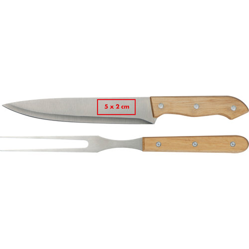 Ensemble de fourchette  viande argente avec manche en bois.