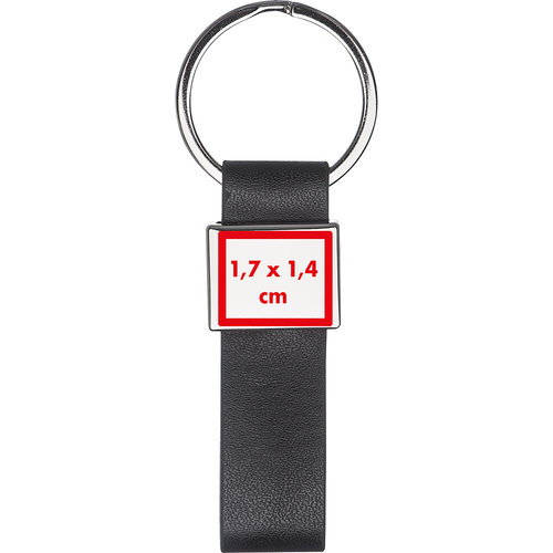 Porte-cls en cuir noir avec anneau en mtal.