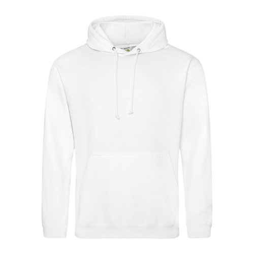 Sweat  capuche blanc en mlange de coton avec cordon de serrage et poche kangourou.