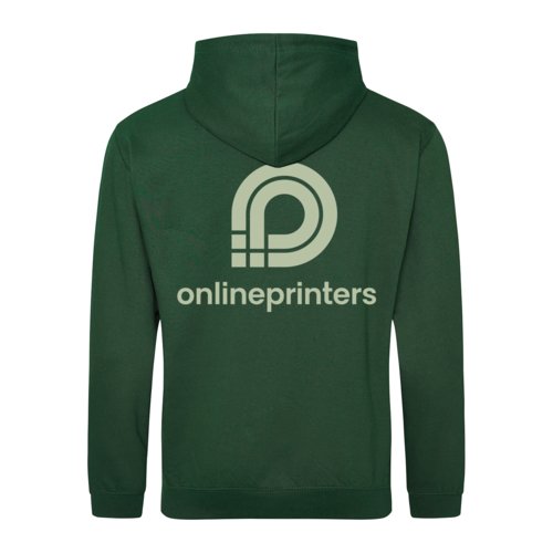 Sweat  capuche vert fonc en mlange de coton avec cordon de serrage.