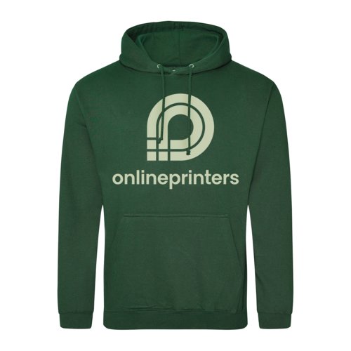 Sweat  capuche vert en tissu avec cordon de serrage et poche kangourou.