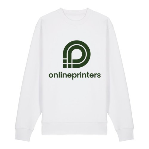 Sweat-shirt blanc unisexe en coton biologique.