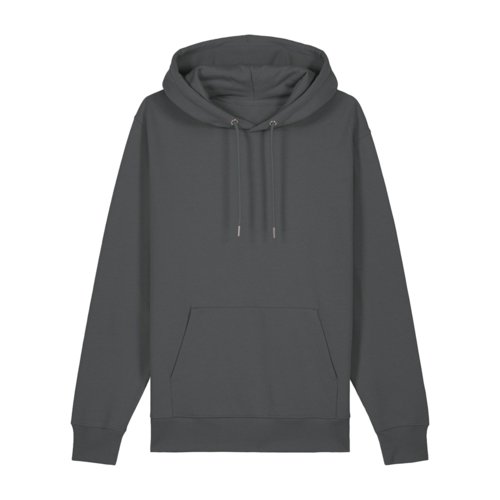 Sweat  capuche anthracite en coton bio avec capuche et poche kangourou.