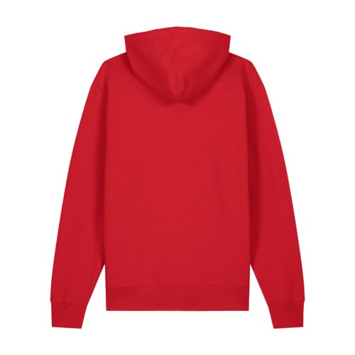 Sweat  capuche rouge en coton biologique, coupe unisexe.