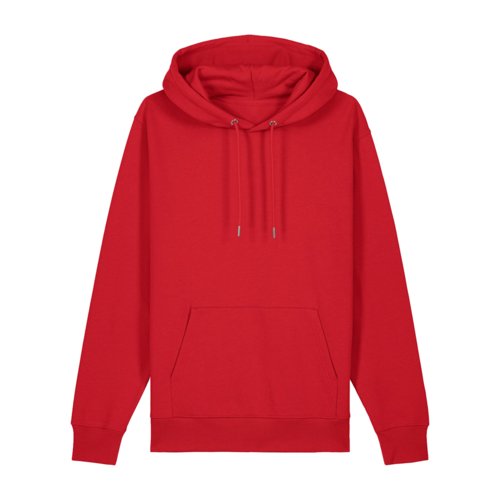 Sweat  capuche rouge en coton avec capuche et poche kangourou.