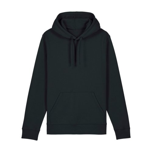 Sweat  capuche noir en coton-polyester avec capuche et poche kangourou.
