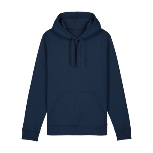Sweat  capuche bleu marine en mlange de coton avec capuche et poche kangourou.