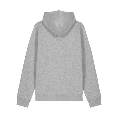 Sweat  capuche gris chin en mlange de coton avec capuche et cordon de serrage.