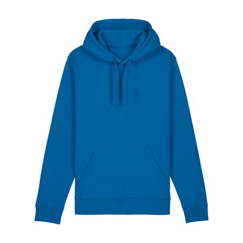 Sweat  capuche bleu roi en mlange de coton avec capuche et poche kangourou.
