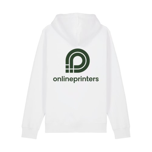 Sweat  capuche blanc en mlange de coton avec capuche et poche kangourou.