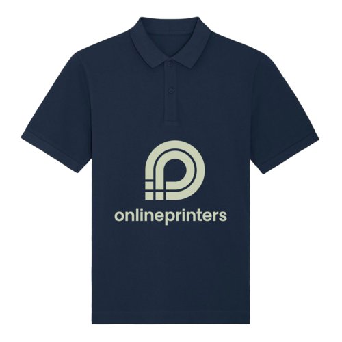 Polo bleu marine en coton bio avec courte patte boutonne.