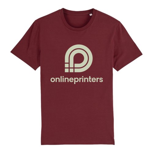 T-shirt bordeaux en coton biologique avec manches courtes et col rond.