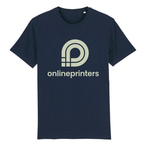 T-shirt bleu marine en coton bio, coupe unisexe,  manches courtes.