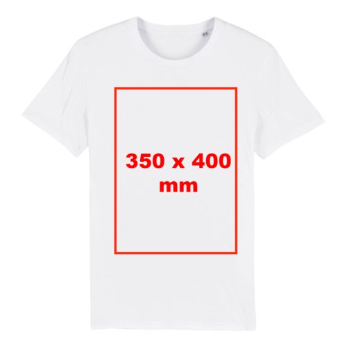 T-shirt blanc en tissu avec manches courtes et col rond.