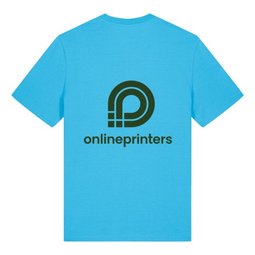 T-shirt aquamarine en coton bio, coupe unisexe,  manches courtes.
