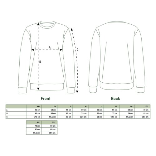 Sweat-shirt unisexe en tissu avec col rond et manches longues.