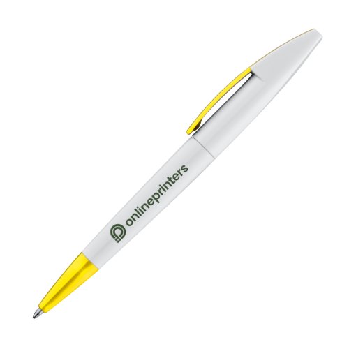Stylo  bille rotatif jaune avec clip.